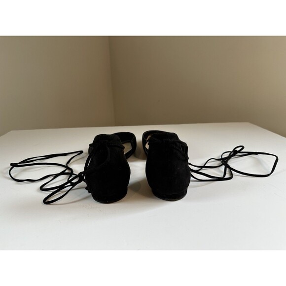 Nine West Stompino Black Lace Up Ballet Flats Wrap Around Size 8.5M - Picture 3 of 7